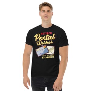 Trabajador postal jubilado Post Man Mailman Camiseta de peso pesado para hombre