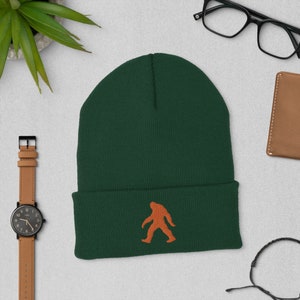 Orange Bigfoot Beanie Sasquatch Cuffed Beanie