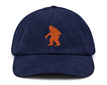Cappello arancione Bigfoot Sasquatch Believe in velluto a coste