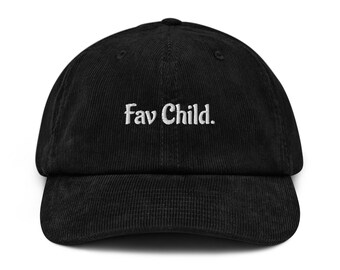 Bambino preferito - Cappello in velluto a coste nero ricamato del bambino preferito