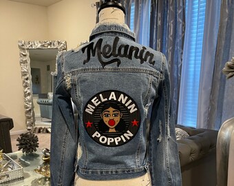 black denim patch jacket