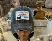 Distressed Vintage Mesh Trucker Hat Custom Pretty Girl By Nature Patched Hat