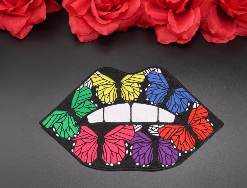 9 Large Colorful Monarch Butterfly Lips Patch Lips Etsy