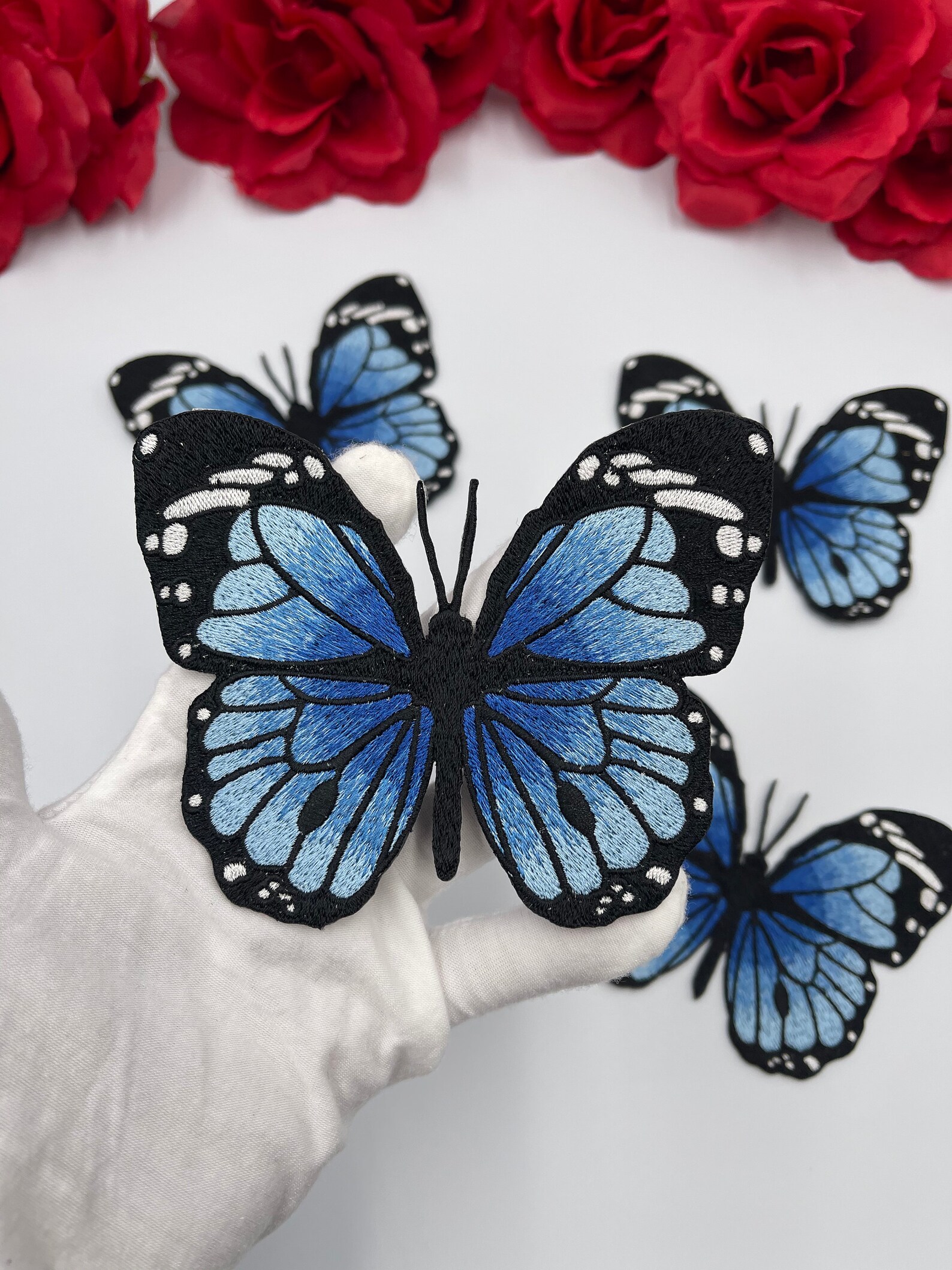 5 Large Blue Monarch Butterfly Patch Iron On Butterfly Patch Etsy