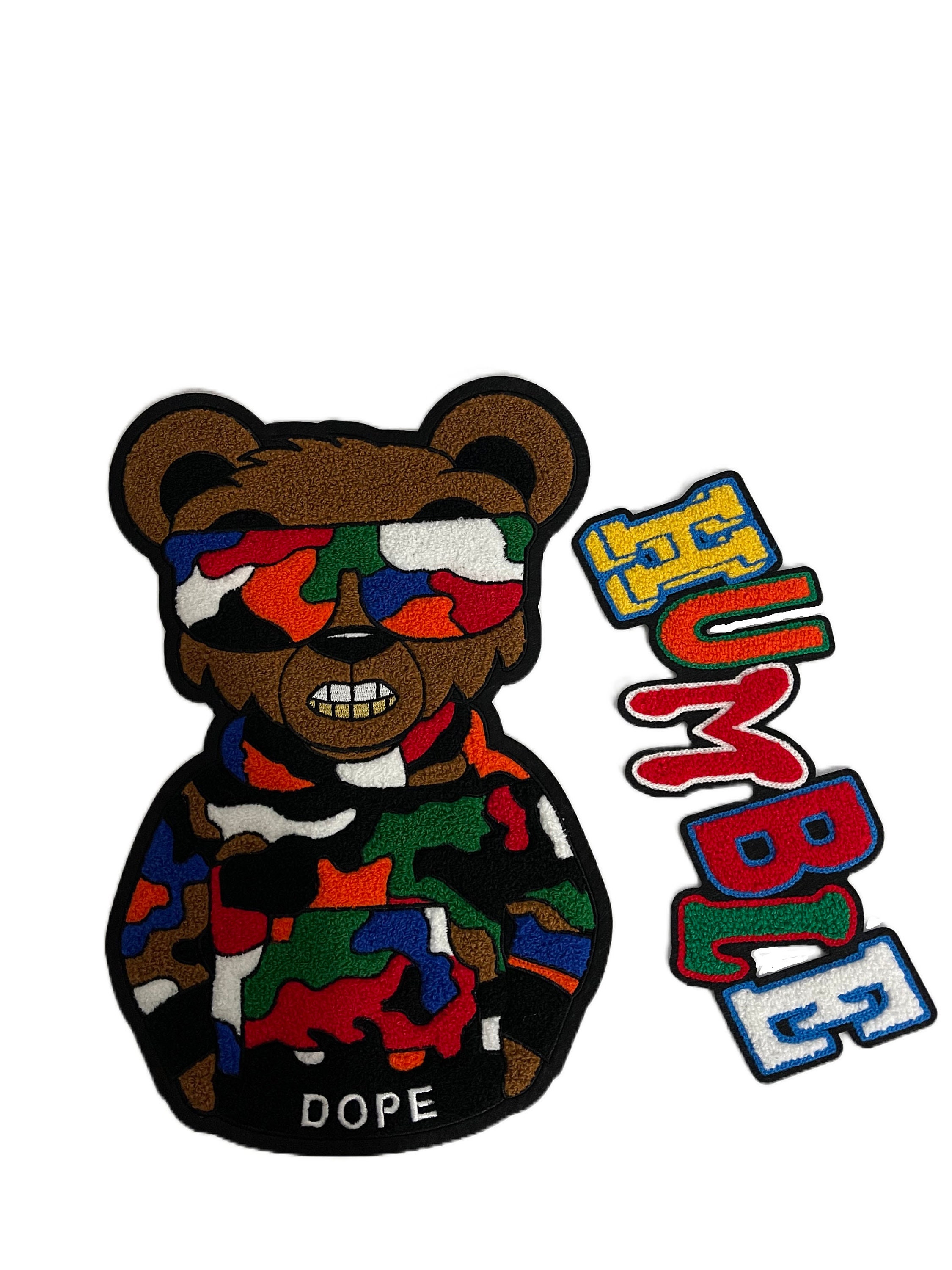 2-piece Patch Set Camo DOPE Bear With Gold Teeth Patch -  Hong