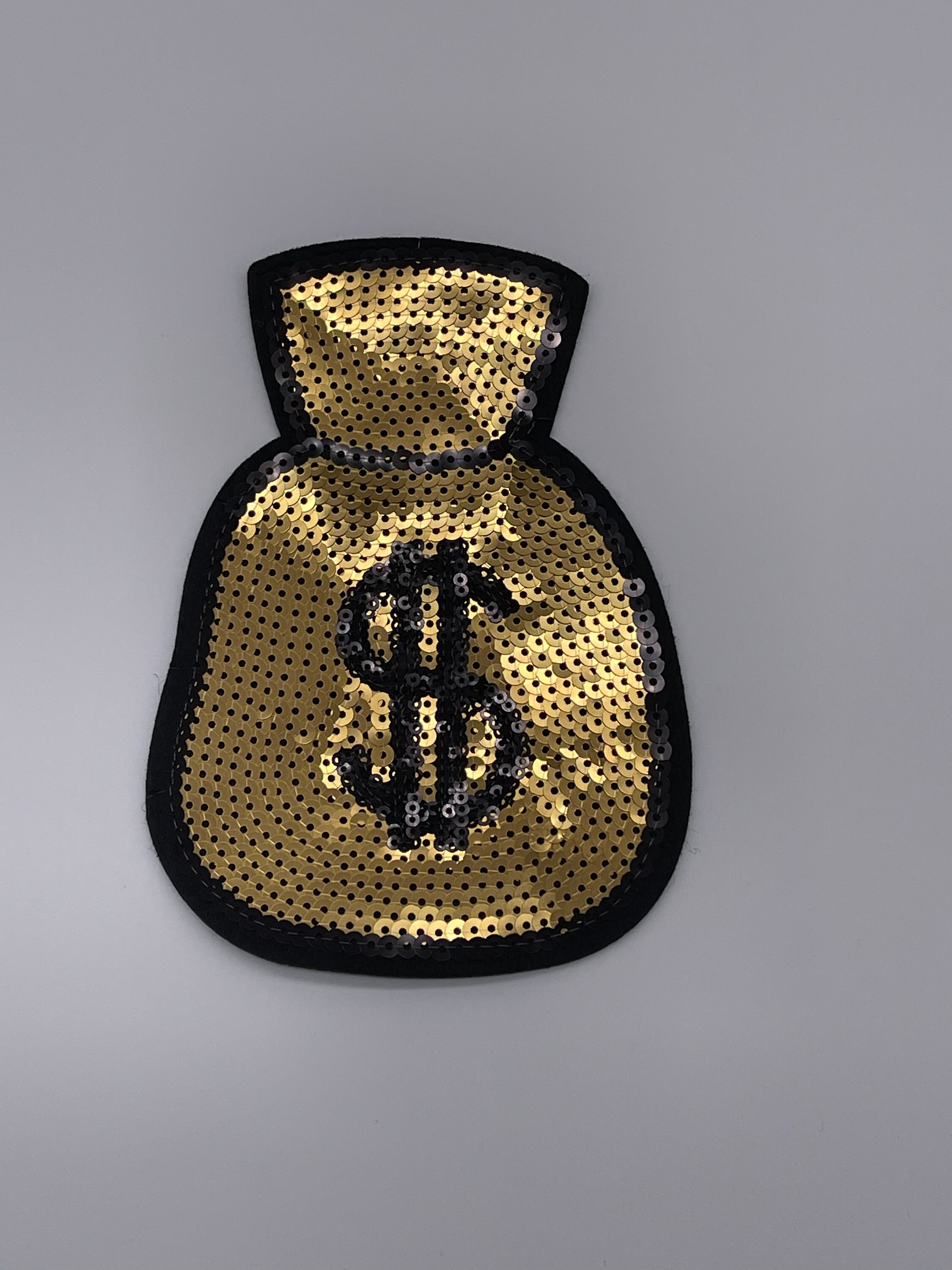 Money Bag Patch 6 Gold Sequin Money Bag Patch Iron on Money Etsy