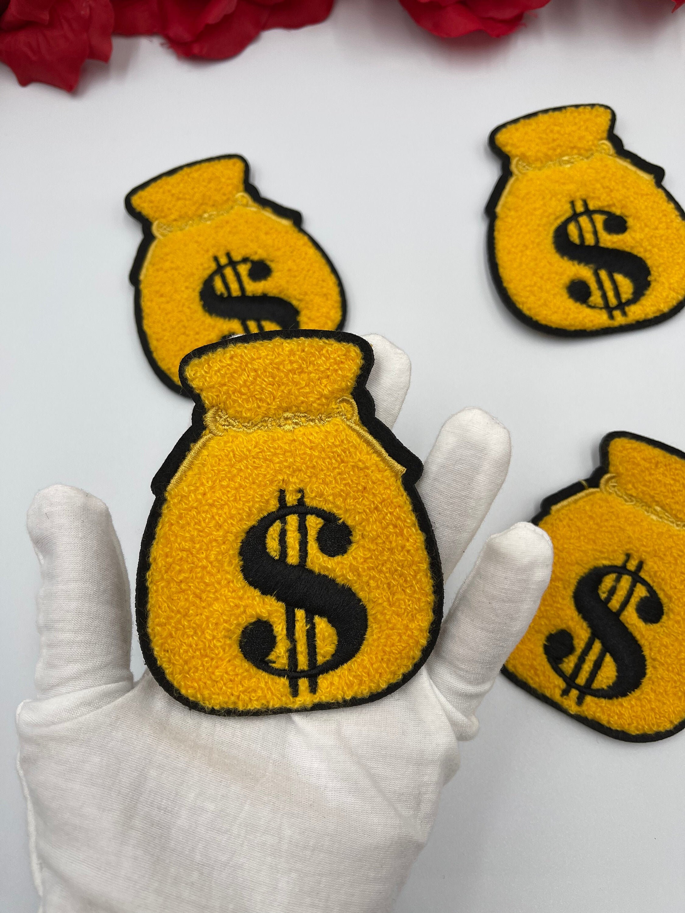 4 Gold Chenille Money Bag Patch Money Patch Sew on Patch Etsy