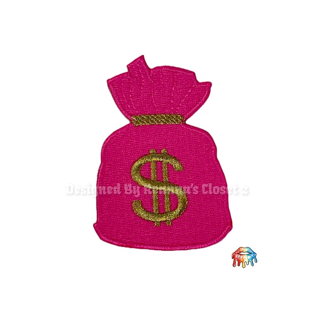 Money Bag Patch 3 Hot Pink Money Bag Patch Embroidered Iron Etsy