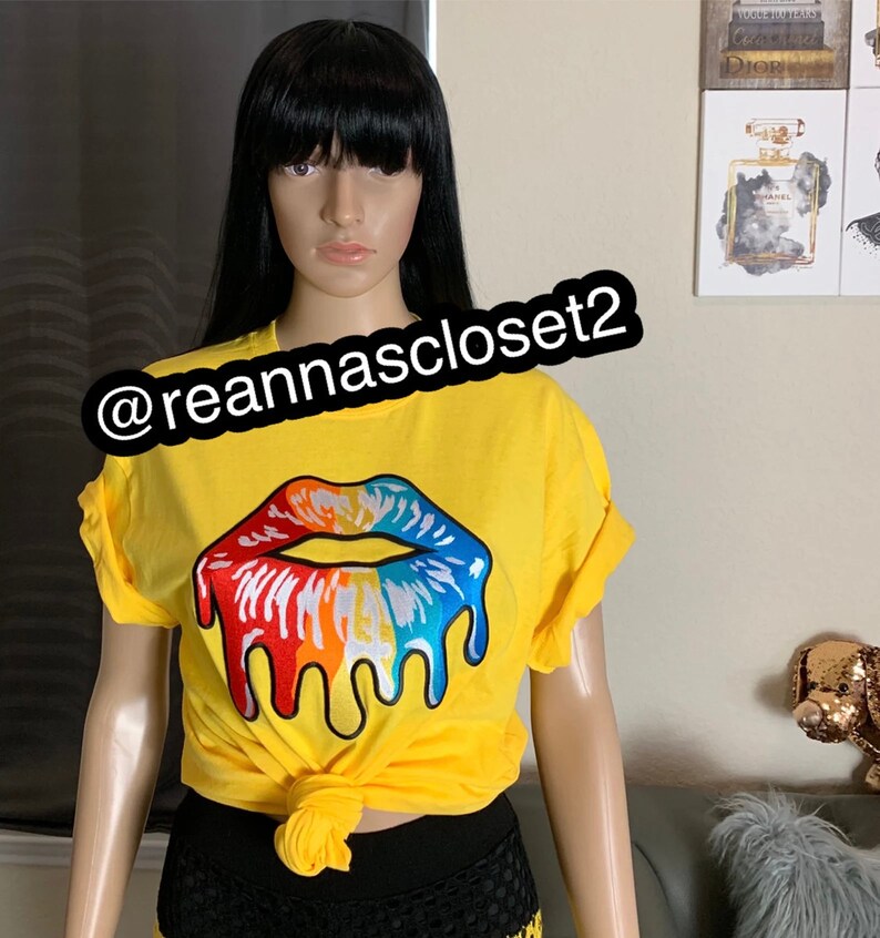 9 Large Colorful Dripping Lips Patch Reannas Closet 2 Etsy
