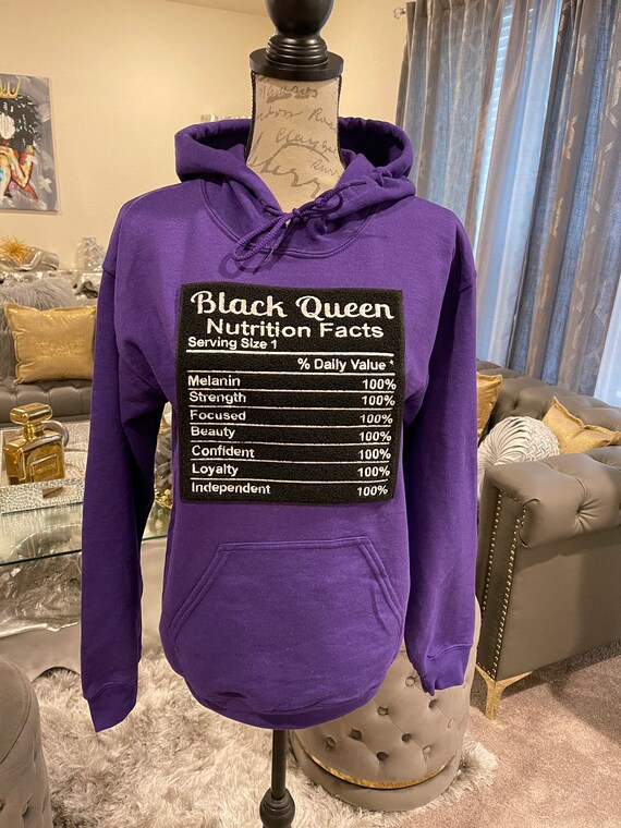 Sudadera con capucha morada reelaborada Chenille Black Queen | Etsy España