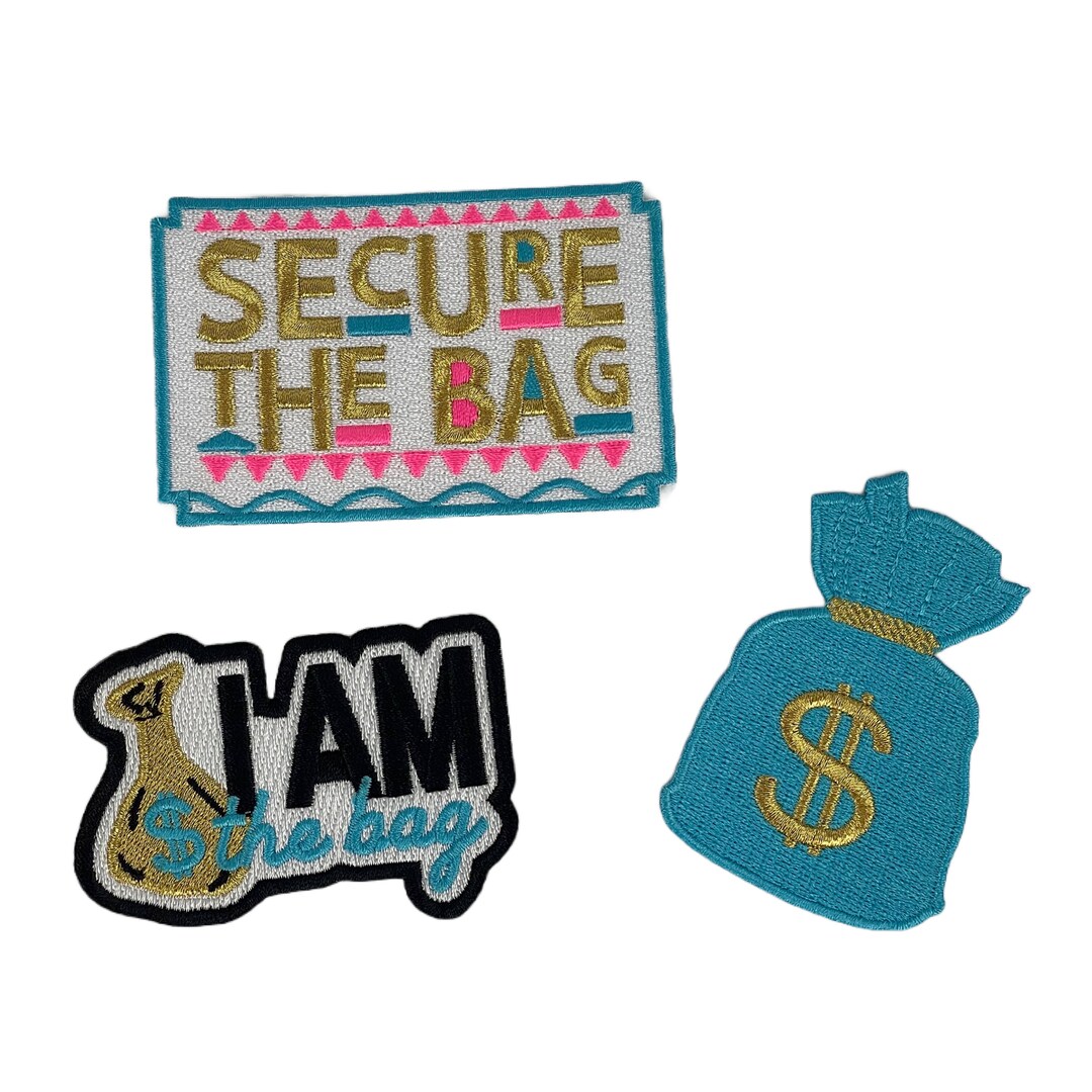 3piece Patch Set Secure the Bag Patch Blue Money Bag Patch Etsy