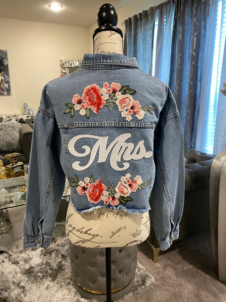 Bride Patch Embroidered Iron On Patch DIY Jacket Wifey Patch 10\u201d Large White MRS Wife Patch Patch