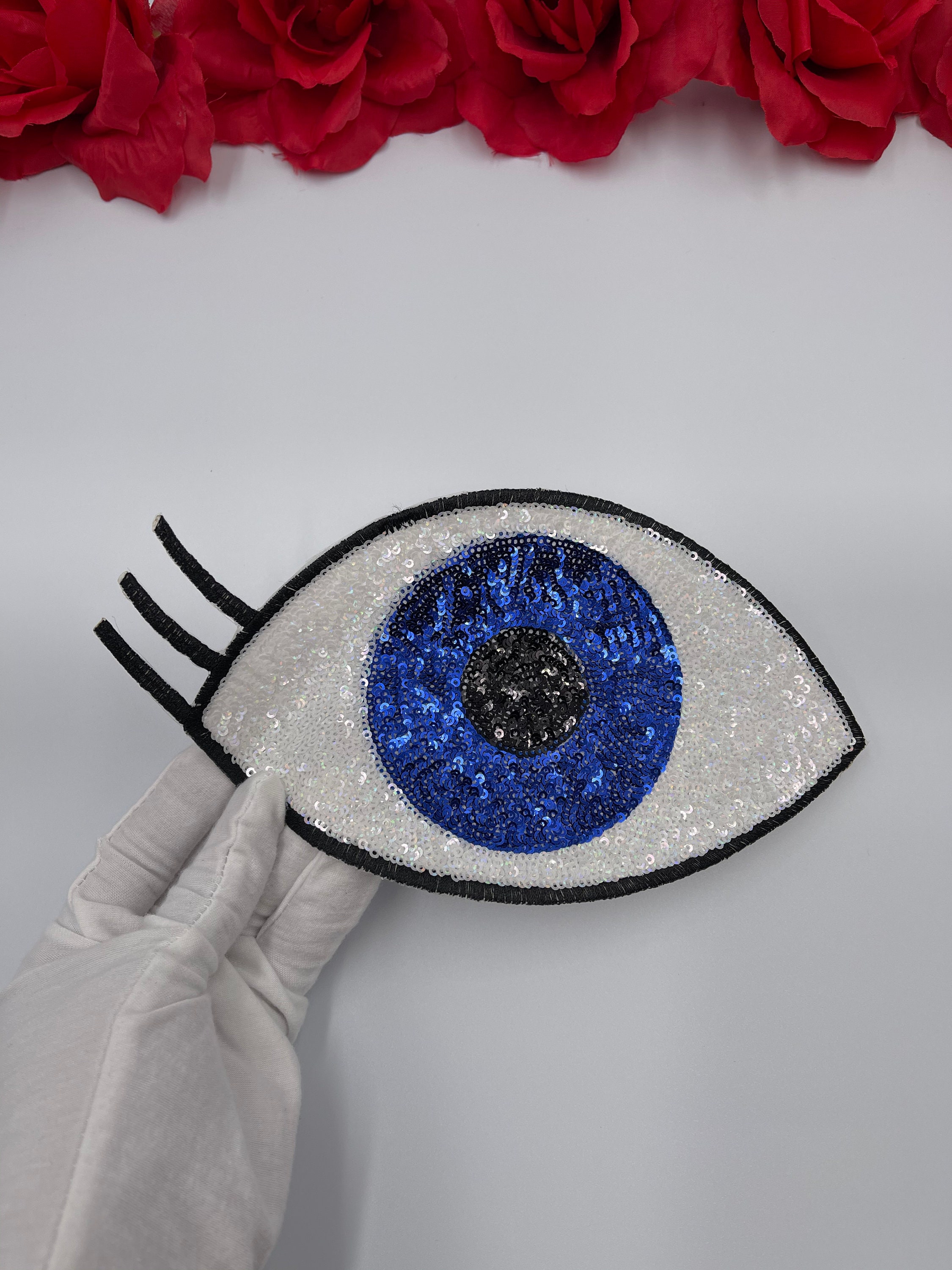 9 1/4” Evil Eye Patch, Sequin Iron On Patch - Reanna's Closet 2