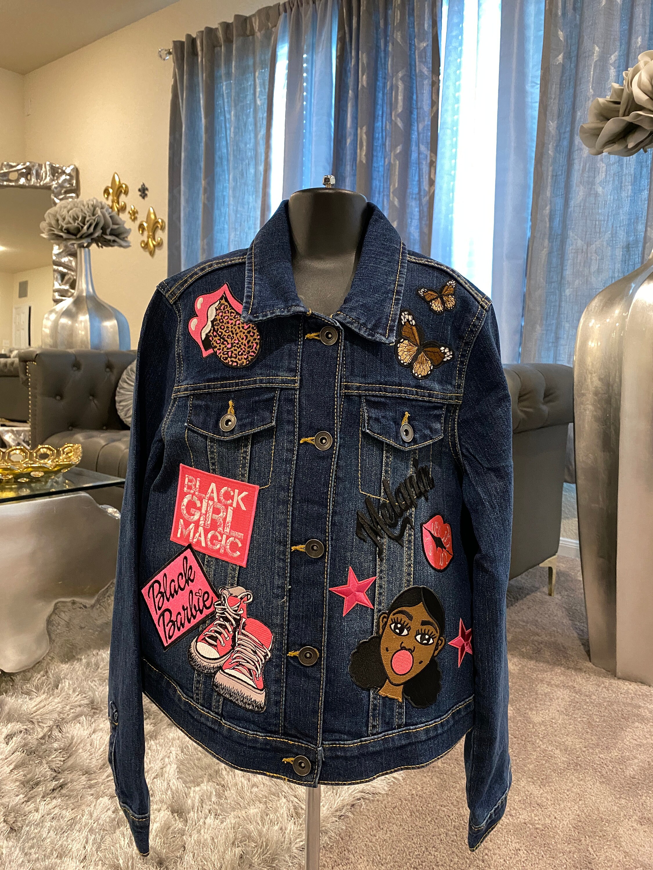 Custom Reworked Denim Jacket for Girls 