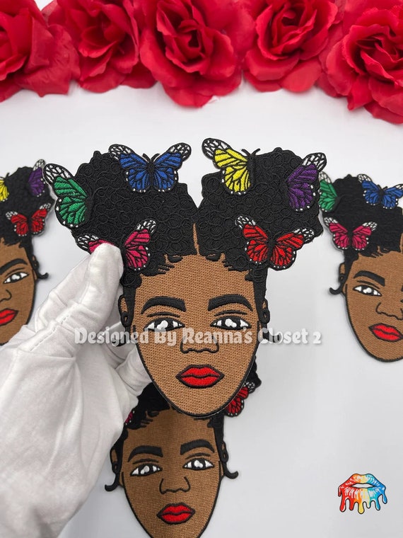 Melanin Black Queen Black Girl Magic Patch Embroidered Iron On 3.4" x 2.8" 