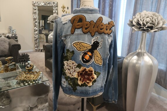 Distressed Bee Jacket / Etsy