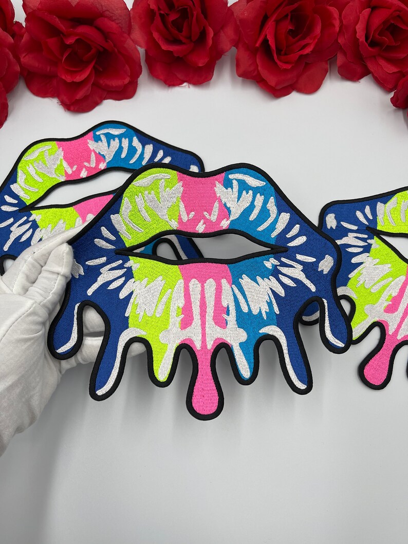 9 large colorful dripping lips patchreannascloset2  etsy 9 large colorful dripping lips patchreannascloset2  etsy