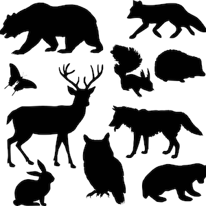 Clipart de silhueta de animais da floresta em SVG, EPS, PNG