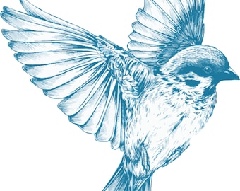 Vintage Blue Bird Clipart in SVG, EPS, PNG