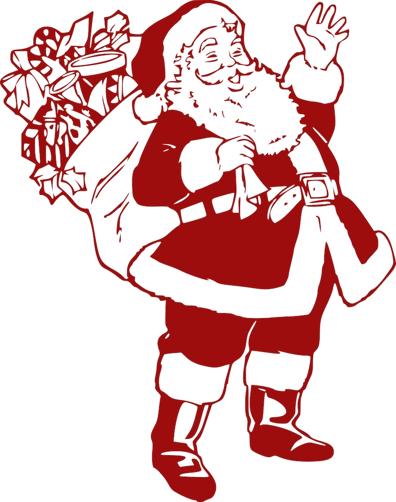 Vintage Santa Waving Clipart in SVG EPS PNG - Etsy