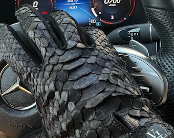Python rijhandschoenen, luxe lederen unisex handschoenen, autohandschoenen.