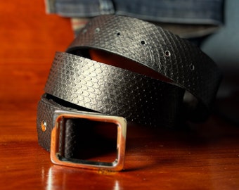 Leather Python Belt, Biker belt, Luxury Leather belt, Custom Python Leather Belt, Anniversary Belt, Men's leather belt