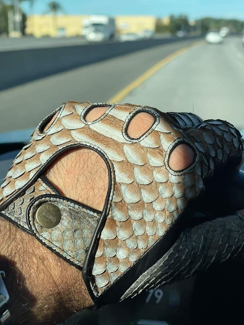 Python Driving Gloves, Luxury Leather Unisex Gloves, Driving Gloves. Etsy