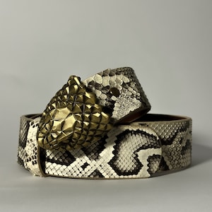 Pasek skórzany z pytona, pasek motocyklowy, luksusowy pasek skórzany, niestandardowy pasek ze skóry pytona, pasek rocznicowy, męski pasek skórzany