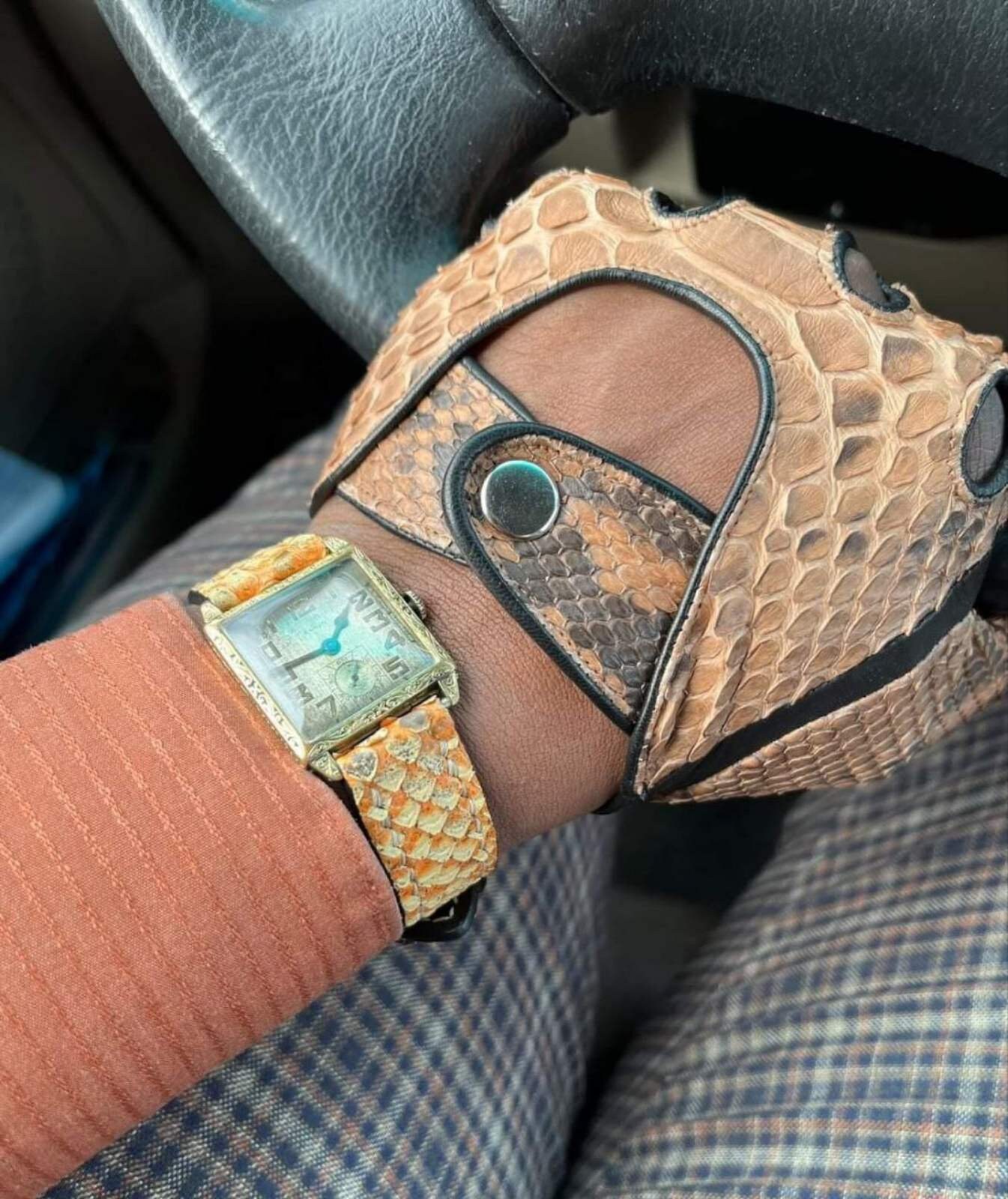 Python Driving Gloves, Luxury Leather Unisex Gloves, Driving Gloves. Etsy