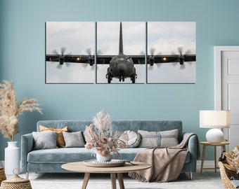 War plane canvas Lockheed C 130 Hercules Air force Wall art Military prints Aviation transport fighter jet wall decor Aircraft artwork
