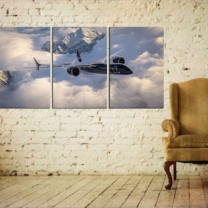 American Airlines Passenger Jet Flying Above the Cloud Wand bedruckt Dekor Flugzeug Leinwand Flugzeug Transport Dekor Playroom Geschenk Luftfahrt Kunstwerk