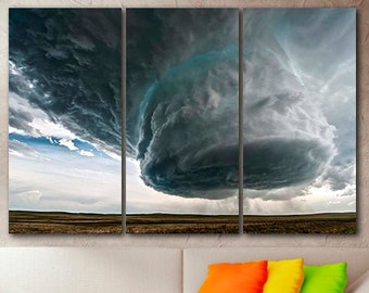 Tornado tela Tempesta arte da parete Decorazione meteo Tornado foto Pioggia decorazione da parete Cloud art Stampa cielo Stampa natura opera d'arte Soggiorno decoro Stampa ciclone