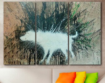 Dog canvas art Wet dog print Graffiti wall art Decor street art Print mural Animal print Puppy decor Dog home art Dog artwork Paint splatter