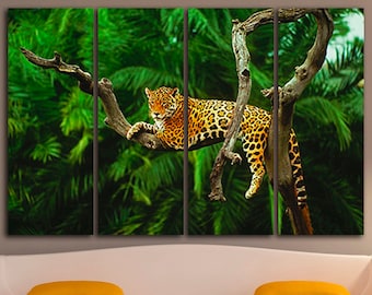 Jaguar wall art Cat canvas Wild animals Jaguar home art Jaguar canvas set Cat print Nature decor Gallery wall set Jaguar poster Animals gift
