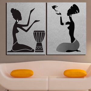 African woman Wall art canvas Woman decor Fashion decor Girl canvas Modern art prints African wall art African dancers Bohemian wall art