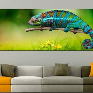 Chameleon wall art Lienzo animal Decoración de lagartos Impresiones de arte de la naturaleza Obras de arte de animales Impresión de iguana Imagen de la naturaleza Decoración de pared tropical Impresión marina