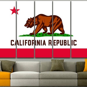 California flag Canvas Art print Vintage style Bear flag print Bear flag canvas Bear flag art California art California print Vintage flag