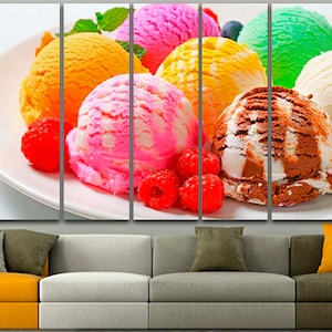 Ice cream print 4 panel canvas Ice cream wall decor Summer ice creams Food art Cafe decor Dessert art Nursery wall art Ice cream canvas set