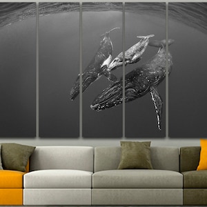 Humpback whales Wildlife print Whale room decor Whale nursery Nature wall decor Whale poster Whale canvas Humpback whale print Wild life art