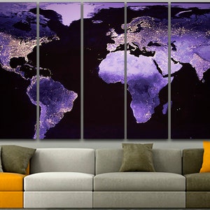 Nacht Europakarte Druck auf Leinwand Amerika auf Karte Druck Amerika auf Karte Kunst Afrika auf Karte Wand Kunst Leinwand Drucken druckbare Kunst Nacht Karte Art