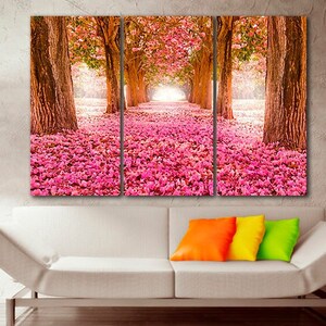 Sakura canvas Large wall art Sakura print Hanging frame set Sakura poster Flowers wall decor Sakura wall art Multi panel canvas Flower photo