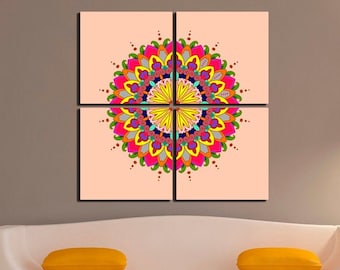Mandala canvas Spiritual wall art Meditation room art Mandala decor Buddhist art Mandala print Rainbow décor Mandala poster Mandala painting