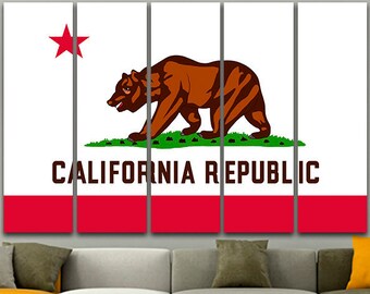 100%コットン、ナチュラルキャンバス、カリフォルニア共和国の州旗
