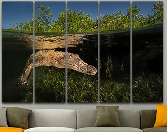 Crocodile print Wildlife Animals art print Reptile print-Nature wall art School poster Crocodile decor Africa decor Crocodile canvas art