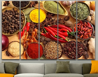 Especia sobre lienzo Impresión de especias Arte de pared de cocina Decoración de pared de café Impresión de cocina Decoración de cocina Decoración de cocina de regalo Decoración de comedor Arte de especias