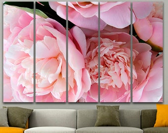 Pioenen kunst print Bloemen poster Bloem kunst aan de muur Pioenen canvas Pioenen foto Pioenen home decor Bloemen kunst Botanische print kunst Blush roze poster