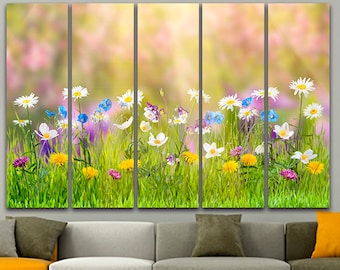 Field of flowers art Floral wall art Flowers art prints Spring poster Flowers canvas Flower decor Flower home decor Flowers Chamomile poster