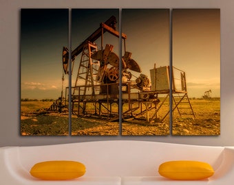 Ölfeld Leinwand Öl derrick Dekor Ölproduktion Kunst Ölbohrinsel Industrie Ölpumpe Offshore Bohren Ölplattform Moderner Druck Geschenk an Ölmann