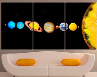 Solar system art Print on canvas Planets décor Space print Planet artwork Astronomy art Solar system print Bedroom wall art Kids wall art