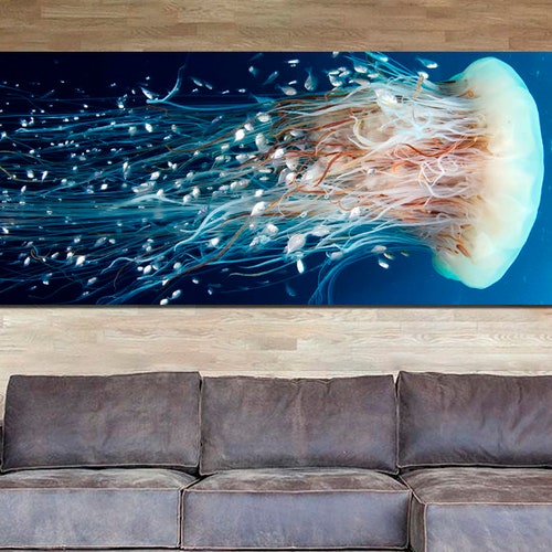 Jellyfish Canvas Sea Life Wall Art Animal Print Ocean Etsy